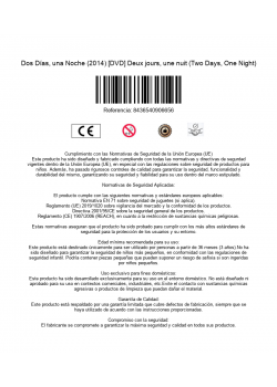 Dos Días, una Noche (2014) [DVD] Deux jours, une nuit (Two Days, One Night)