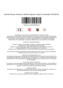 Buenas Noches, Señoras y Señores (Signore e signori, buonanotte) 1976 [DVD]