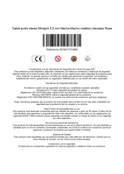 Cable audio stereo Minijack 3.5 mm Macho-Macho metálico trenzado Rosa
