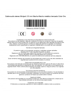 Cable audio stereo Minijack 3.5 mm Macho-Macho metálico trenzado Color Oro
