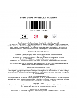 Batería Externa Universal 2600 mAh Blanco