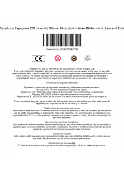 LALO: Symphony Espagnole [CD de audio] Shlomo Mintz (violin), Israel Philharmonic, Lalo and Zubin Mehta