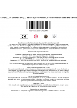 SARDELLI: 6 Sonate a Tre [CD de audio] Modo Antiquo, Federico Maria Sardelli and Sardelli
